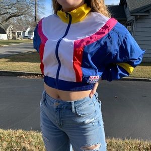 Cropped multicolored windbreaker